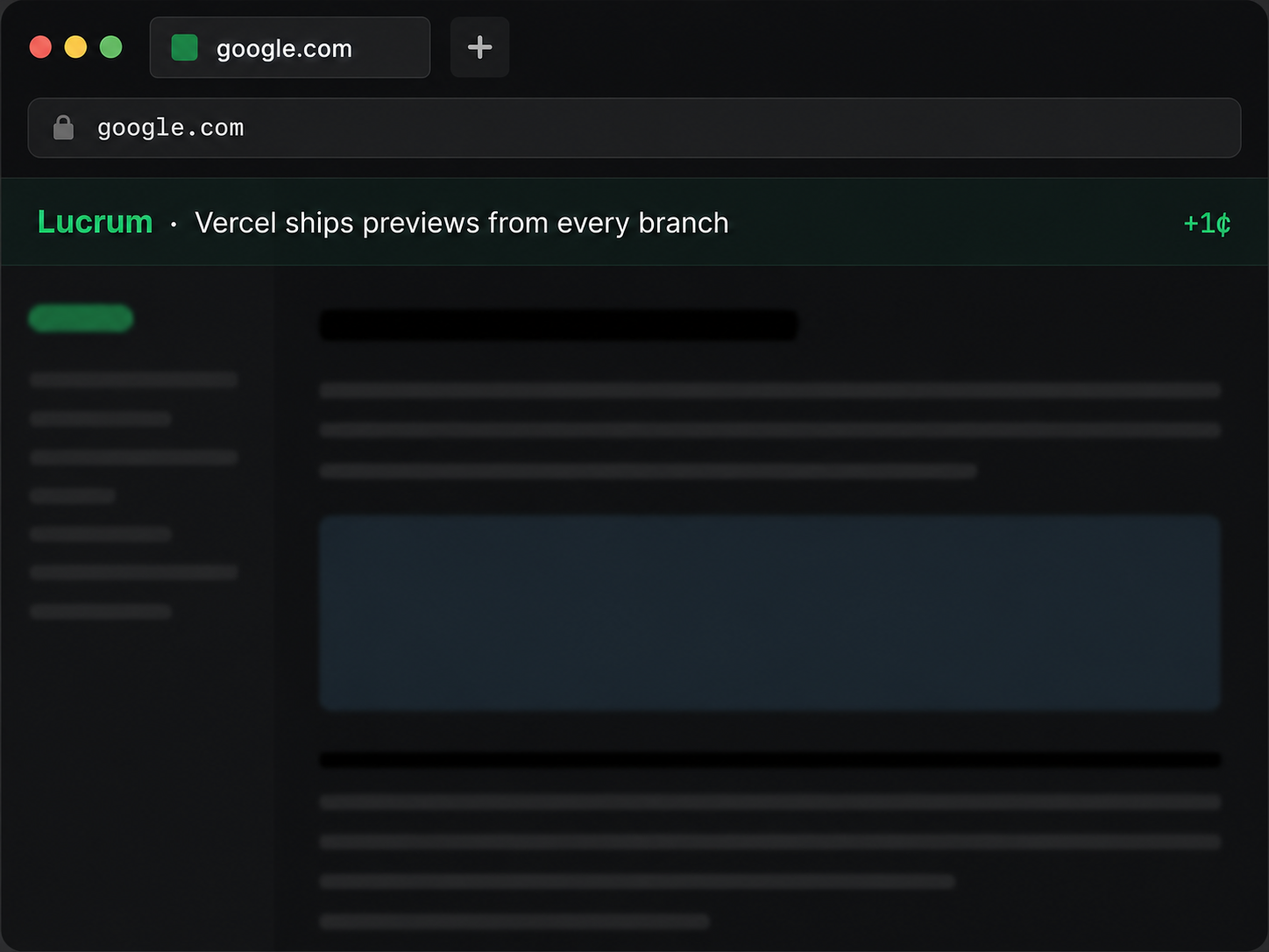 Lucrum sponsor strip at the top of a browser page